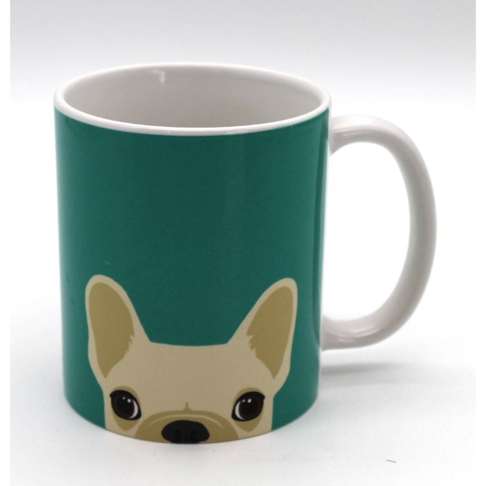 Society 6 French Bulldog Coffee Tea Mug Teal White Dog Doggie Ceramic Cup